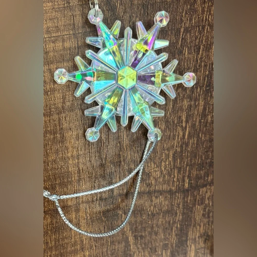 NWT Ashland Christmas Xmas iridescent snowflake garland 2 sets 6 feet each